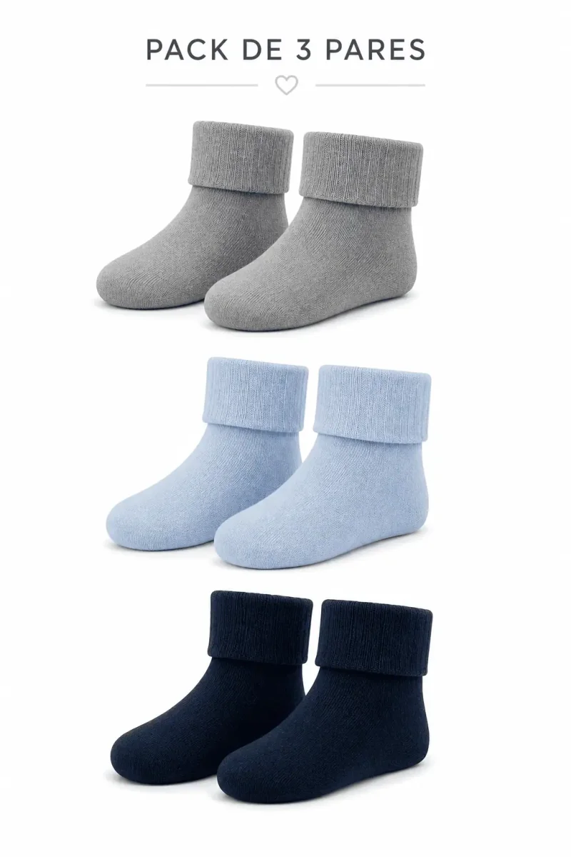 Pack de 3 Pares de Meias em Algodão Penteado Superior Efeito Curtas ou Altas | Sem Costura na Biqueira | Ref. 10122
