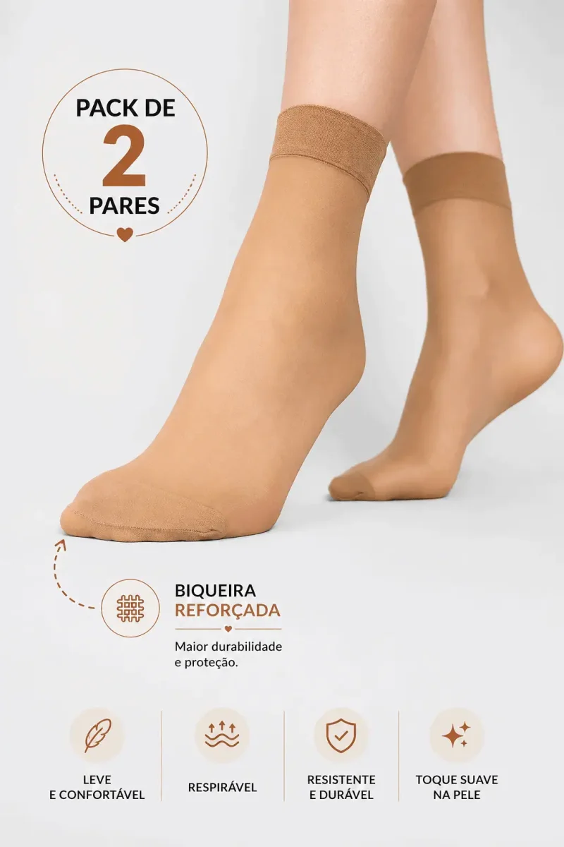 Pack de 2 soquetes de lycra biqueira reforçada 15Den